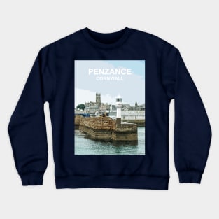 Penzance Harbour Cornwall. Cornish gift. Travel poster Crewneck Sweatshirt